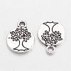 Tibetan Style Alloy Flat Round with Tree Charms TIBEP-Q043-313-RS-2