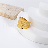 Adjustable Stainless Steel Textured Wide Cuff Rings with Folded Wrinkles for Women GM6773-2
