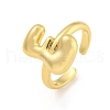 Brass Letter Open Cuff Rings for Women RJEW-G313-01E-G-1