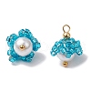 Cylinder Seed Beaded Flower Pendants PALLOY-MZ00705-02-3