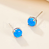 Fashionable S925 Sterling Silver Inlaid Opal Stud Earrings NO4806-2-2