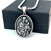Retro Greek Mythology Stainless Steel Religion Embossed Saint Pendant Necklaces DK4418-9-1