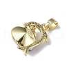 Real 18K Gold Plated Rack Plating Brass Micro Pave Clear Cubic Zirconia Pendants KK-C015-22G-12-3