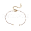 Handmade Brass & Round ABS Plastic Imitation Pearl Link Chain Bracelet Making AJEW-JB01326-1