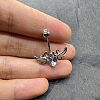 Heart with Wings Brass Crystal Rhinestone Curved Barbell Belly Rings FS-WG4497F-01-3
