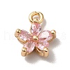 Brass Cubic Zirconia Flower Charms KK-O141-01G-02-1