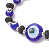 Natural Lava Rock & Handmade Lampwork Beads Stretch Bracelets BJEW-JB11984-03-3