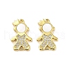 Brass Micro Pave Clear Cubic Zirconia Prince Connector Charms KK-K365-15B-G-1