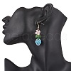 Flower 304 Stainless Steel Glass Seed Beads Dangle Earrings EJEW-MZ00470-02-3