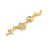 Rack Plating Brass Clear Cubic Zirconia Sun Moon Star Connector Charms KK-G513-40G-2