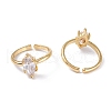 Mother's Day Rings Brass Micro Pave Cubic Zirconia Cuff Rings RJEW-M138-15G-3