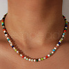 Colorful Disc Natural Mixed Stone & Freshwater Pearl Beaded Necklaces LX1116-2