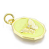 Brass Micro Pave Clear Cubic Zirconia Enamel Pendants KK-Q283-004F-NR-2