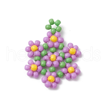 Seed Beads Beaded Charms PALLOY-MZ00417-03-1
