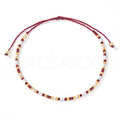 Bohemian Style Glass Seed Round Beads Braided Bead Bracelets RZ1684-2-1