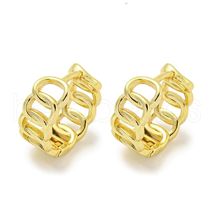 Chain-Shaped Brass Hoop Earrings EJEW-L211-009B-G-1