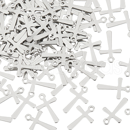 Unicraftale 100Pcs 201 Stainless Steel Tiny Cross Charms STAS-UN0054-09-1
