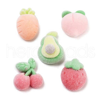 Flocking Opaque Resin Fruit Decoden Cabochons RESI-H165-13-1