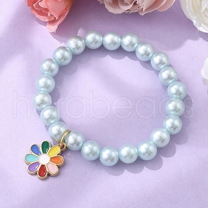 ABS Plastic Imitation Pearl Beads Stretch Bracelets BJEW-JB11584-03-1