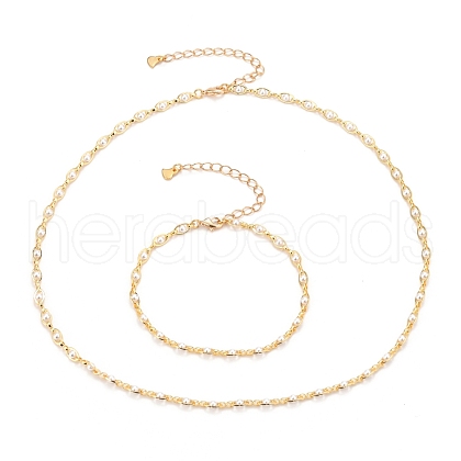 Brass Handmade Beaded Chains Jewelry Sets SJEW-JS01144-1