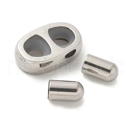 304 Stainless Steel Slider Beads and Cord End Caps STAS-P224-03P-1