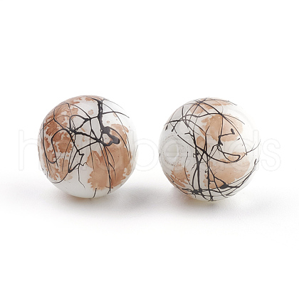 Drawbench & Baking Painted Glass Beads Strands GLAA-S176-16mm-15-1
