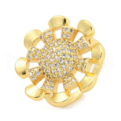 Helm Clear Cubic Zirconia Open Cuff Ring RJEW-L121-026G-1
