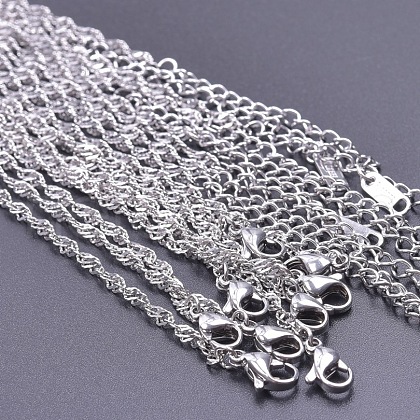 Stainless Steel 2.5mm Singapore Chains Necklaces JS7236-1-1