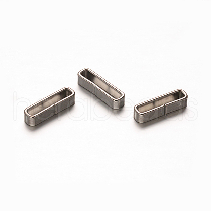 Tarnish Resistant Rectangle 201 Stainless Steel Slide Charms STAS-D111-04-1
