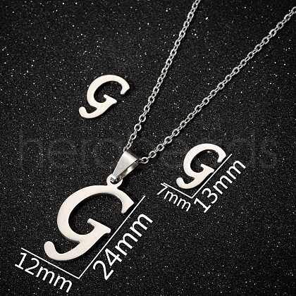201 Stainless Steel Pendant Necklaces & Stud Earrings Sets WG00841-07-1