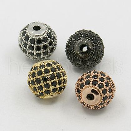 Brass Cubic Zirconia Beads ZIRC-F001-22-1