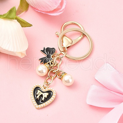 Heart & Bowknot Alloy Enamel Pendant Keychain KEYC-YW00133-02-1