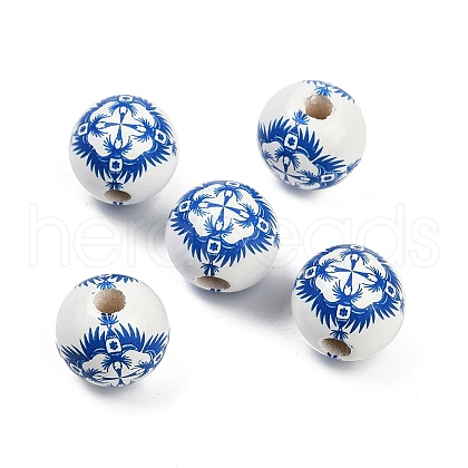 Spray Painted Wood European Beads WOOD-F017-08A-1