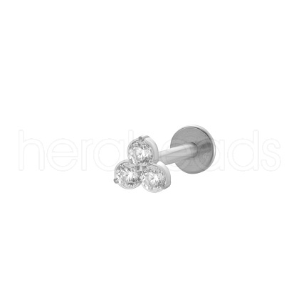 Titanium Alloy Cubic Zirconia 17 Gauge Triple Flat Round Internally Threaded Labrets WG71E87-14-1