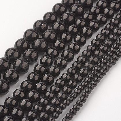 Black Stone Beads Strands G-I088-M-1