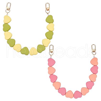 Gorgecraft 2Pcs 2 Colors Heart Acrylic Bead Bag Straps DIY-GF0006-68-1