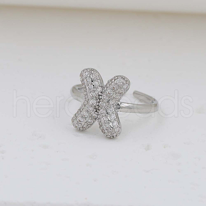 Brass Micro Pave Clear Cubic Zirconia Cuff Rings FS-WG17FF6-24-1