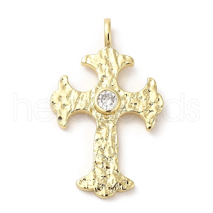 Brass Micro Pave Clear Cubic Zirconia Pendants KK-M246-03G-1