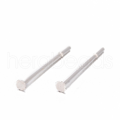 925 Sterling Silver Flat Pad Stud Earring Findings STER-S002-35-1