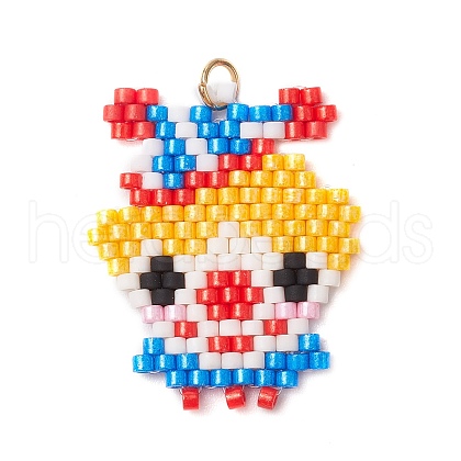 April Fool Glass Seed Beaded Joker Pendants PALLOY-MZ00587-1
