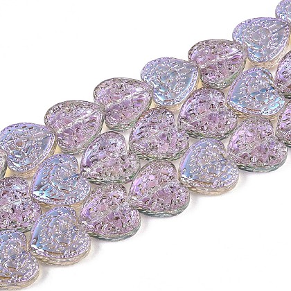 Electroplate Transparent Glass Beads Strands EGLA-N017-04D-1