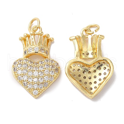 Brass Micro Pave Clear Cubic Zirconia Pendants KK-E068-VA301-2-1