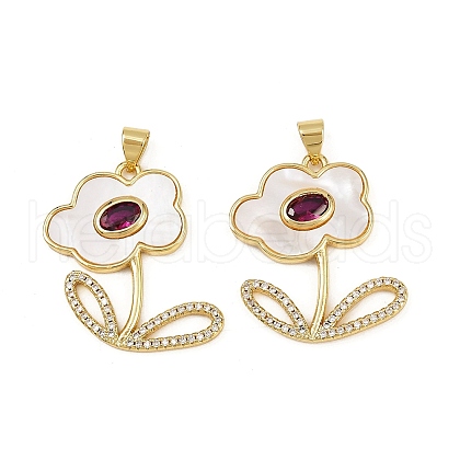 Brass Micro Pave Cubic Zirconia Pendants KK-S526-35G-1