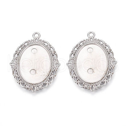 304 Stainless Steel Pendant Cabochon Settings STAS-N114-02P-1