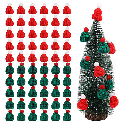 Globleland 60Pcs 2 Colors Christmas Cloth Hat for Doll Decorative Accessories DIY-GL0005-33-1