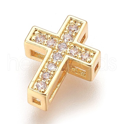 Brass Micro Pave Cubic Zirconia Beads X-ZIRC-F088-027G-1