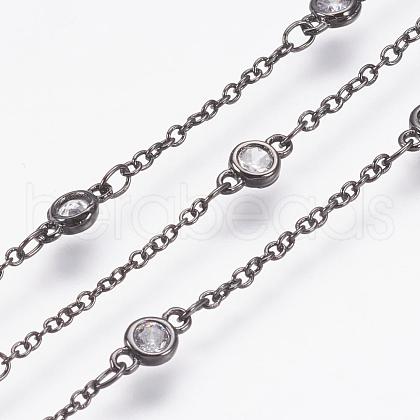 Handmade Brass Cubic Zirconia Chains CHC-P0005-04B-1