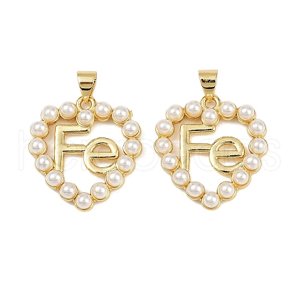 Brass & ABS Imitation Pearl Pendants KK-S526-19G-B-1