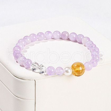 Natural Chalcedony Round Beads Stretch Bracelets WG1718F-12-1