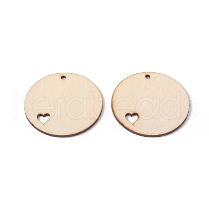 Unfinished Natural Poplar Wood Pendants WOOD-E010-07-1